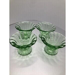 Vintage Fostoria Glass Green Individual Nut Dish Set/4